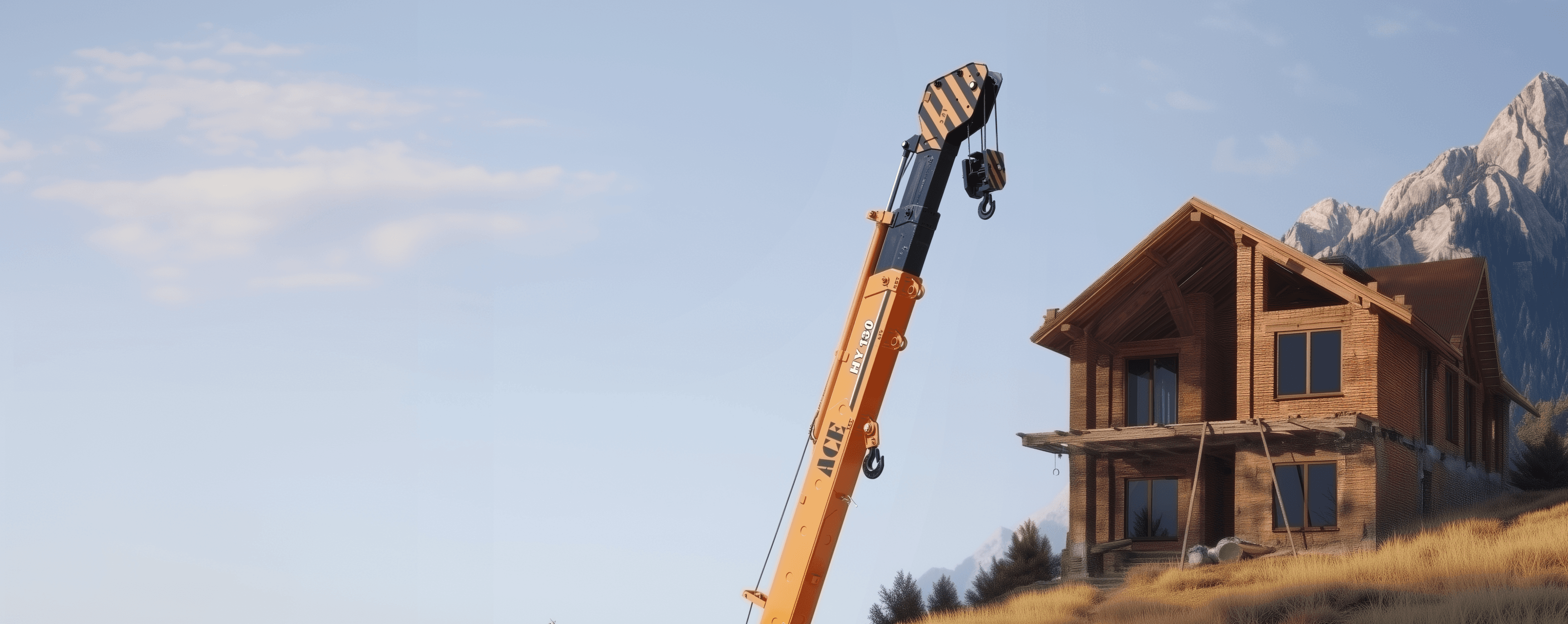 Crane lifting a sign for installation